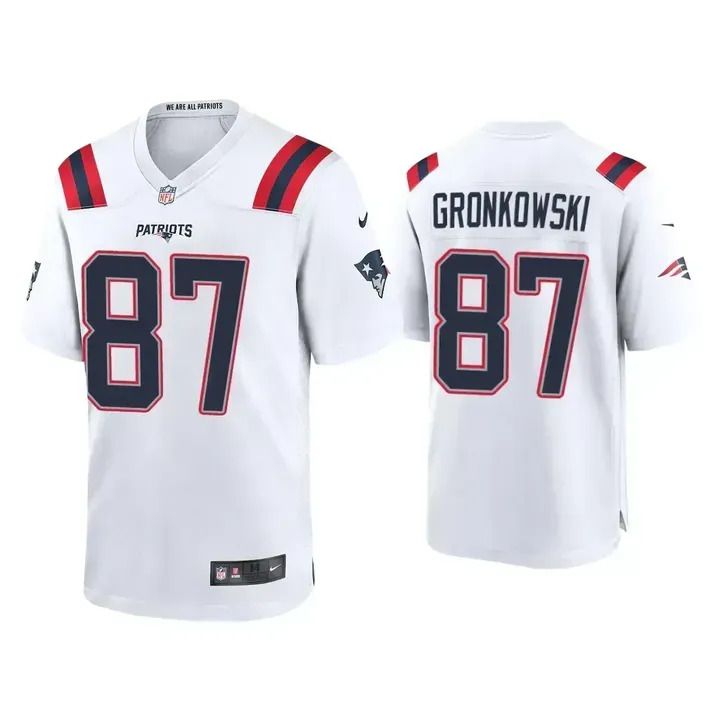 Men New England Patriots #87 Rob Gronkowski Nike White Game NFL Jersey->new england patriots->NFL Jersey